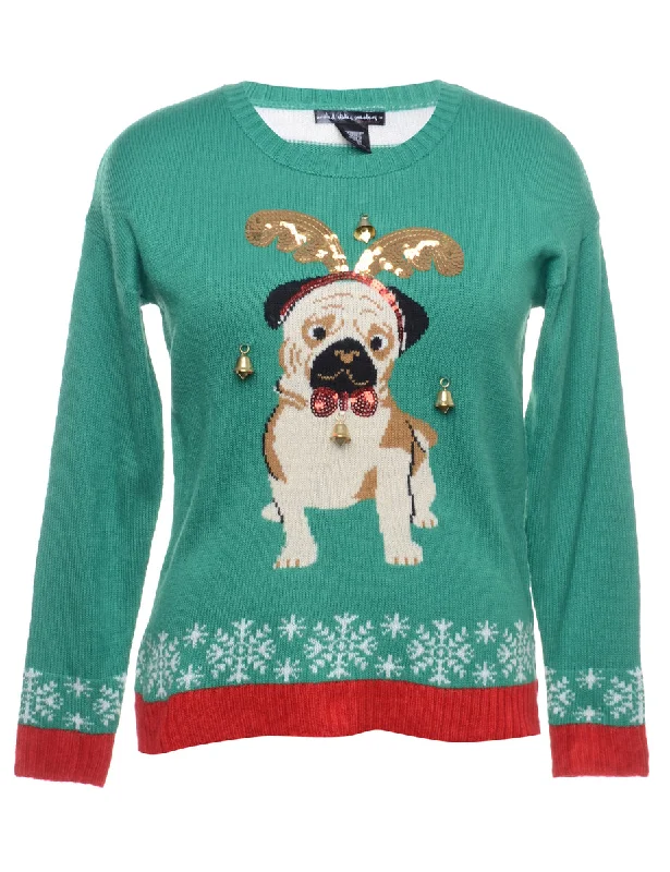 Beyond Retro Reworked Christmas Jumper With Bells - M