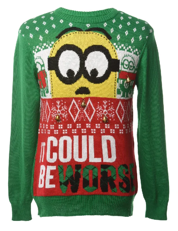 Beyond Retro Reworked Christmas Jumper With Bells - S