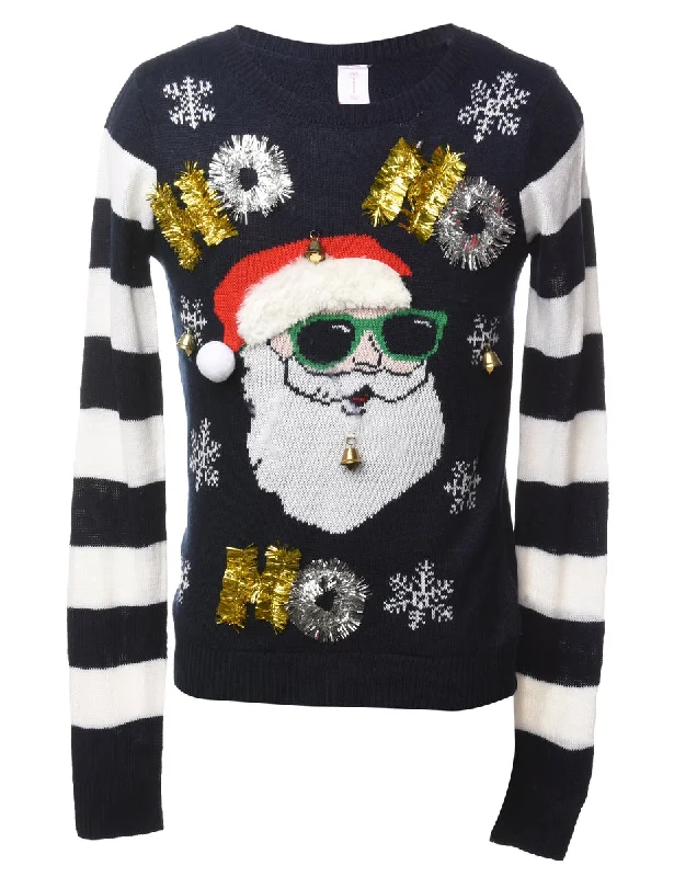 Beyond Retro Reworked Christmas Jumper With Bells - S