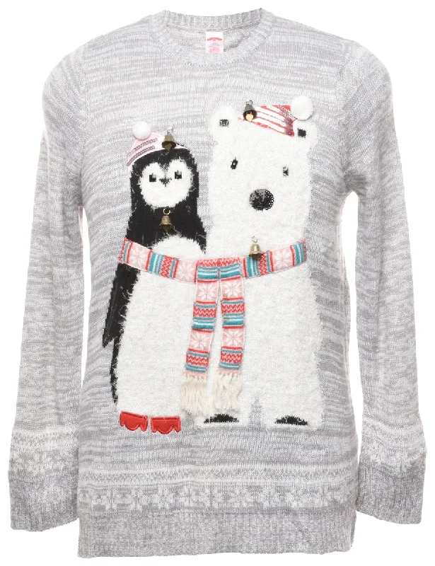 Beyond Retro Reworked Christmas Jumper With Bells - XL