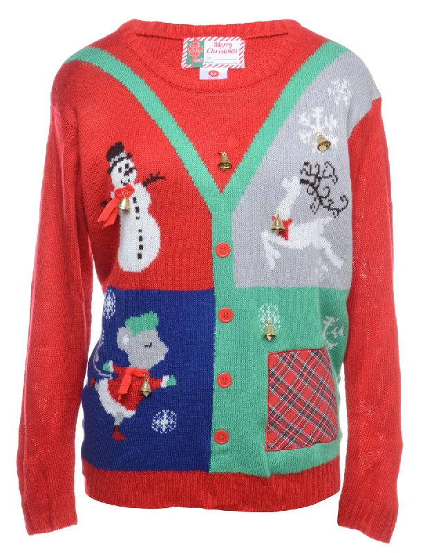 Beyond Retro Reworked Christmas Jumper With Bells - XL