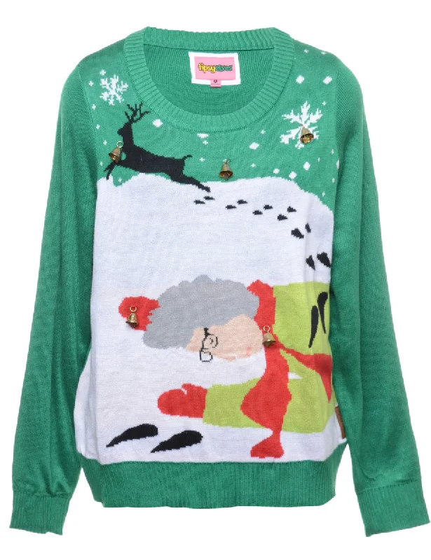 Beyond Retro Reworked Christmas Jumper With Bells - XL