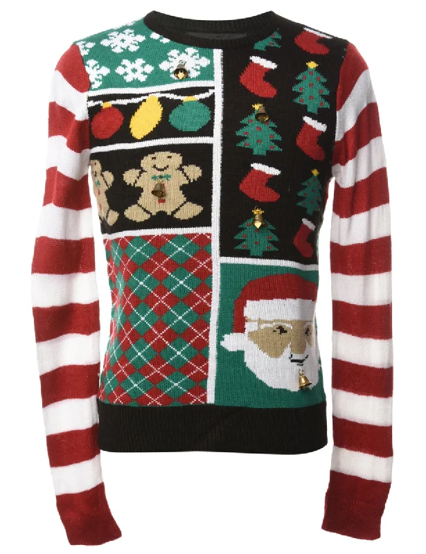 Beyond Retro Reworked Christmas Jumper With Bells - XS