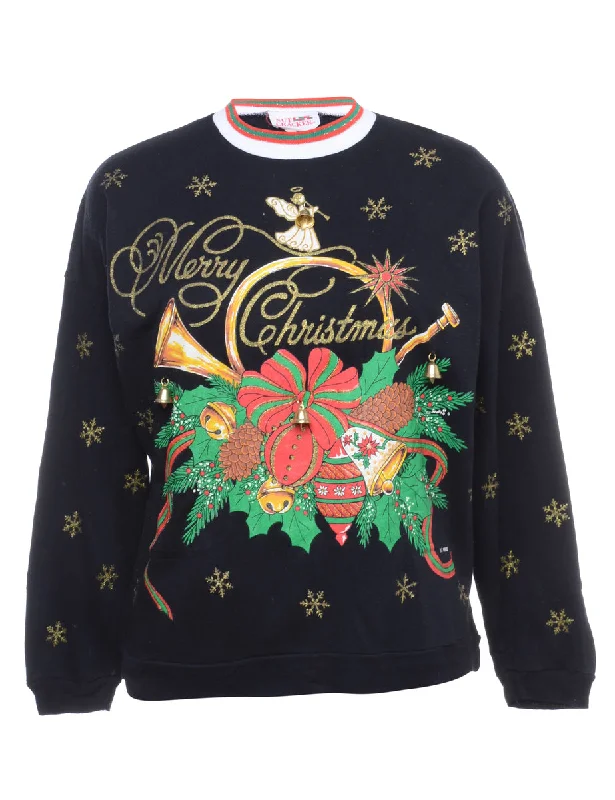 Beyond Retro Reworked Christmas Sweatshirt With Bells - XL