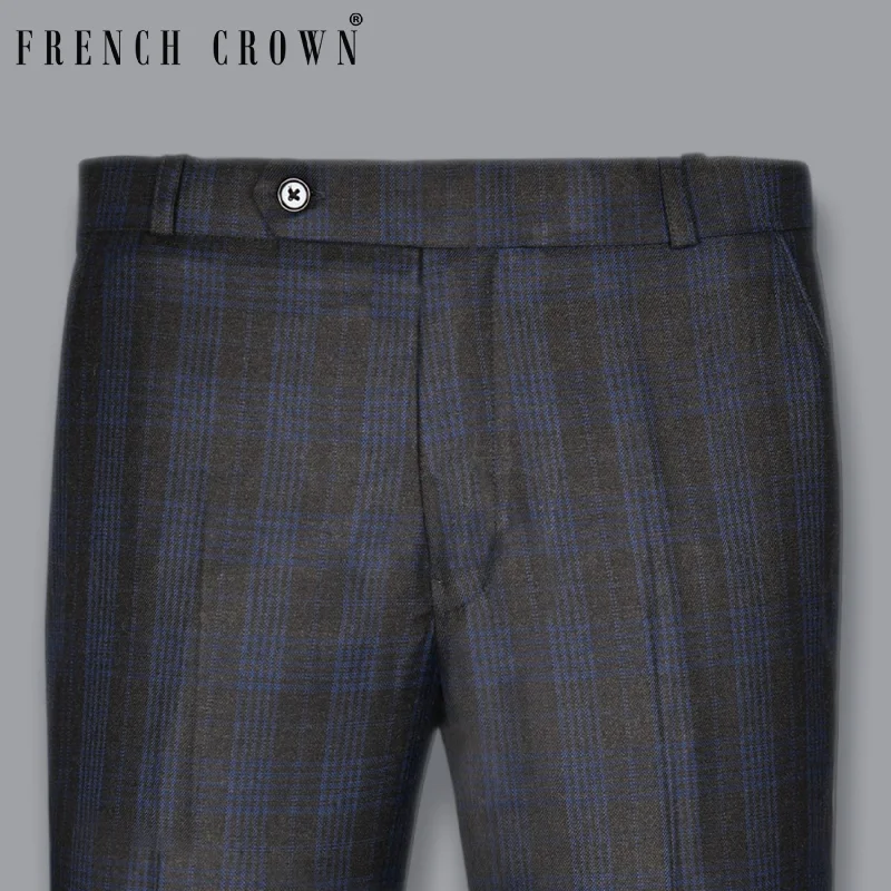 Charcoal Plaid Wool Blend Pant