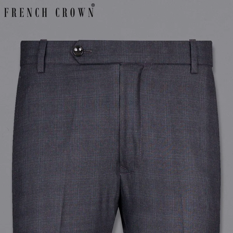 Gravel Grey Subtle Plaid Wool Rich Pant