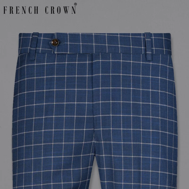 Rhino Blue Super fine Checkered Premium Cotton Pant