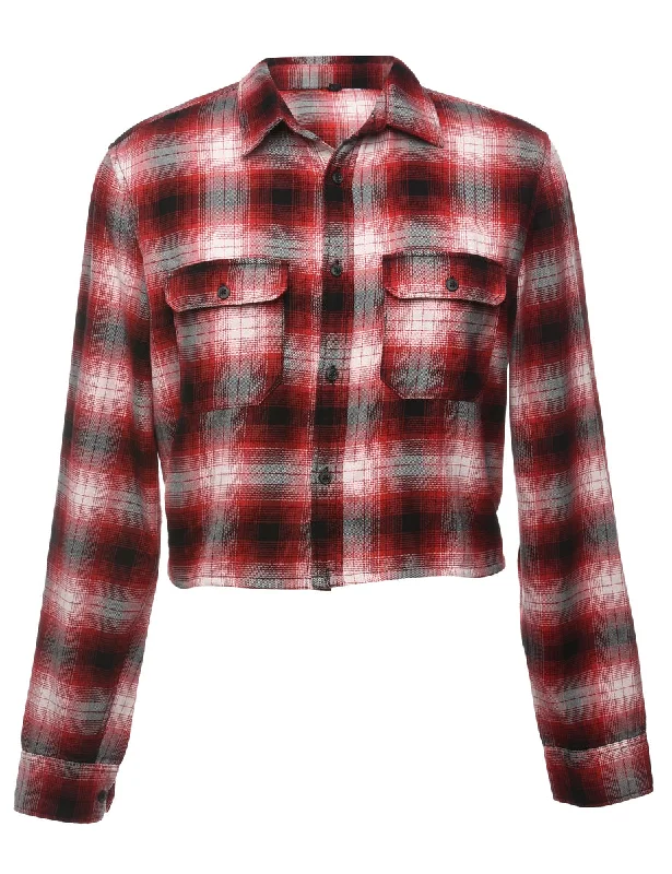 Beyond Retro Reworked Cropped Long Sleeve Flannel Shirt - XL