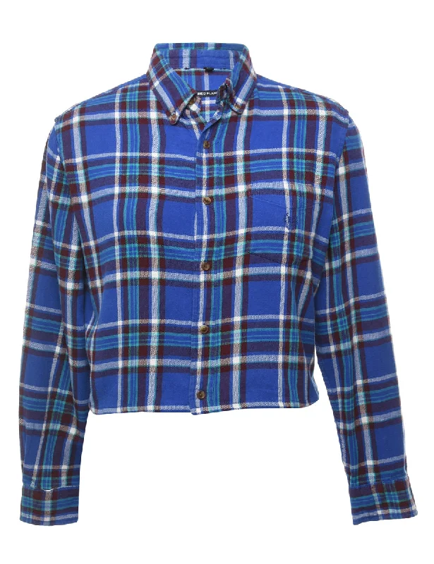 Beyond Retro Reworked Cropped Long Sleeve Flannel Shirt - XL