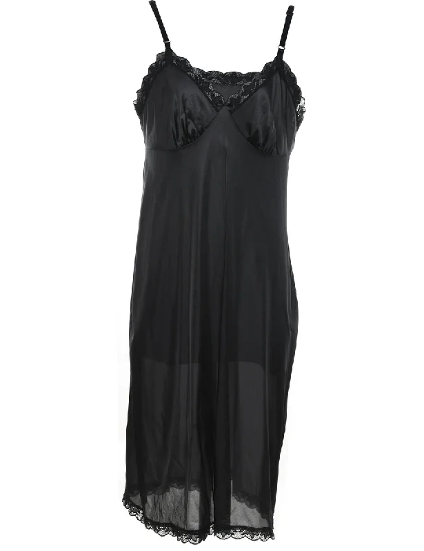 Black 1990s Sheer Slip Dress - L