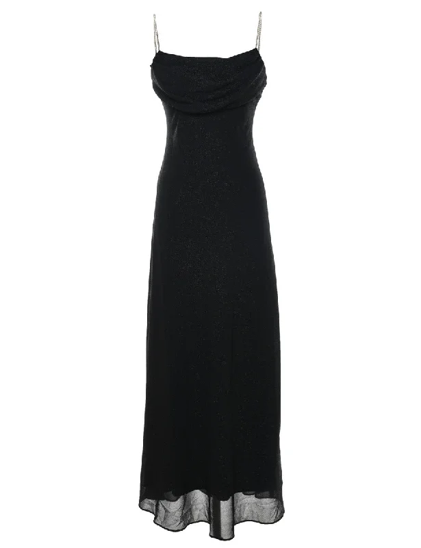 Black 1990s Strappy Cowl Neck Dress - S