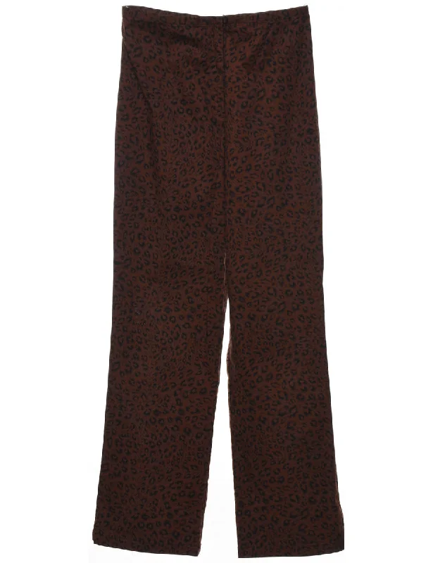 Black & Brown Leopard Print Casual Trousers - W28 L30