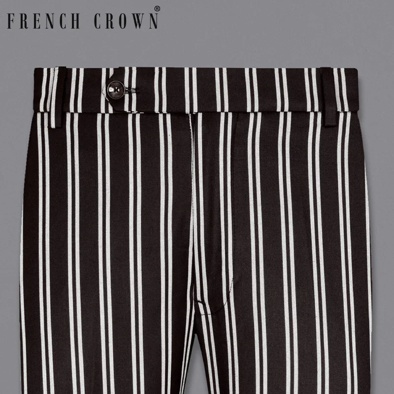 Jade Black Striped Wool Rich Pant