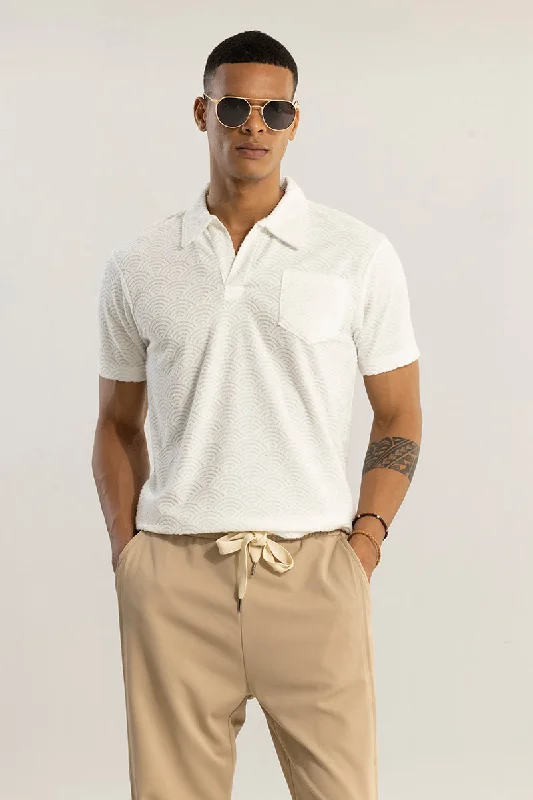 Crescent Circle White Polo T-Shirt