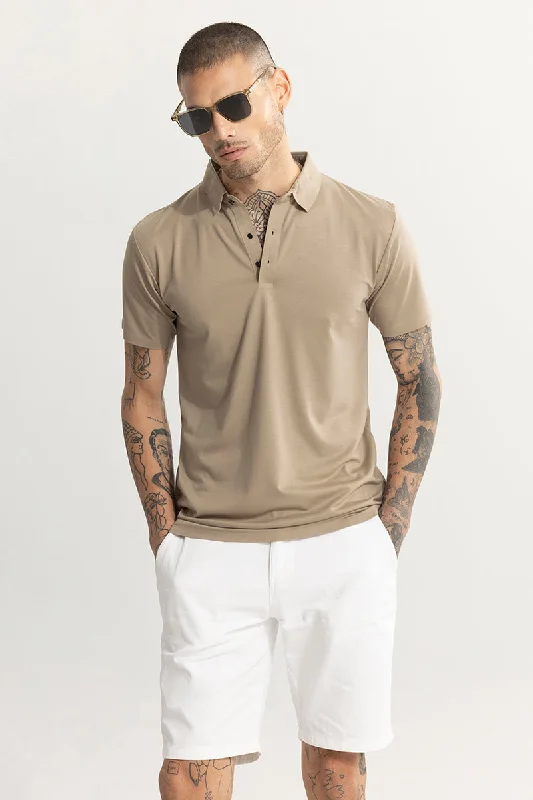 Crevasse Beige Polo T-Shirt