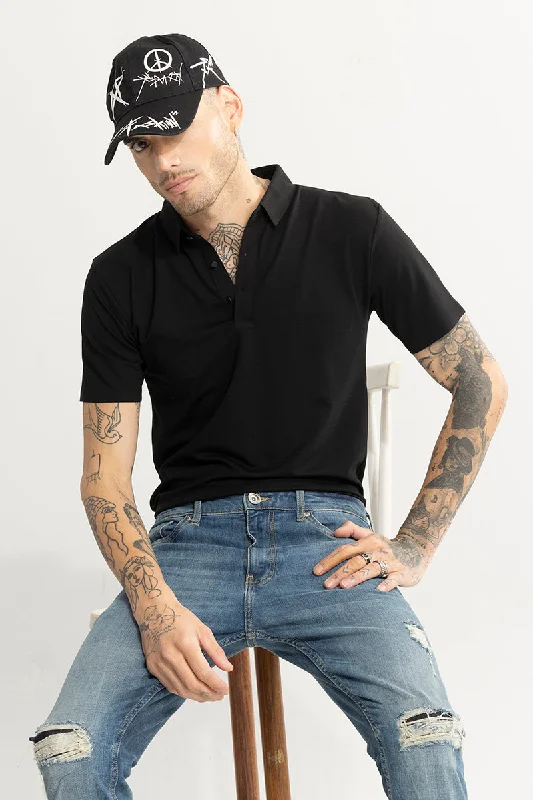 Crevasse Black Polo T-Shirt