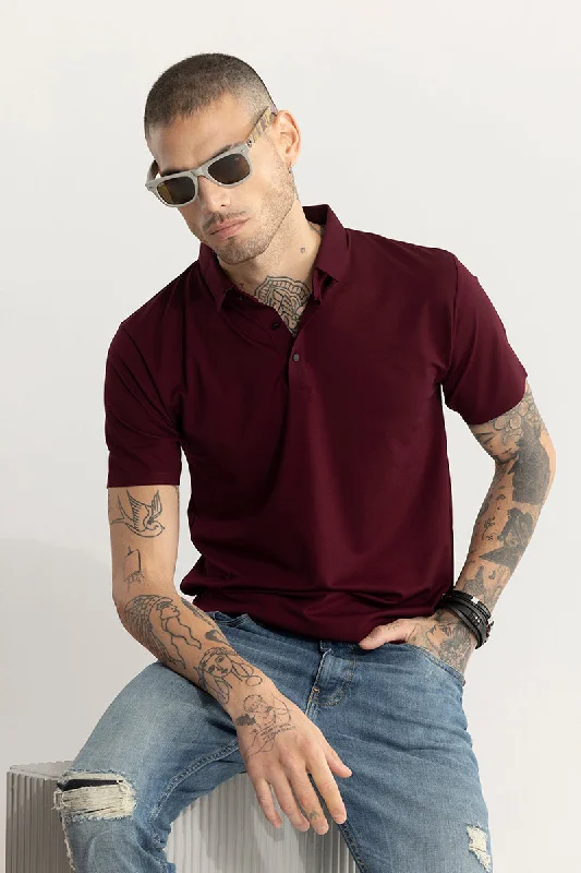 Crevasse Maroon Polo T-Shirt