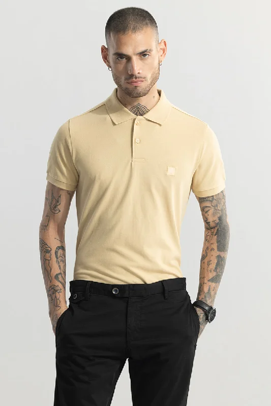 Incise Logo Beige Polo T-Shirt