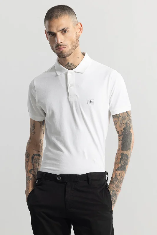 Incise Logo White Polo T-Shirt