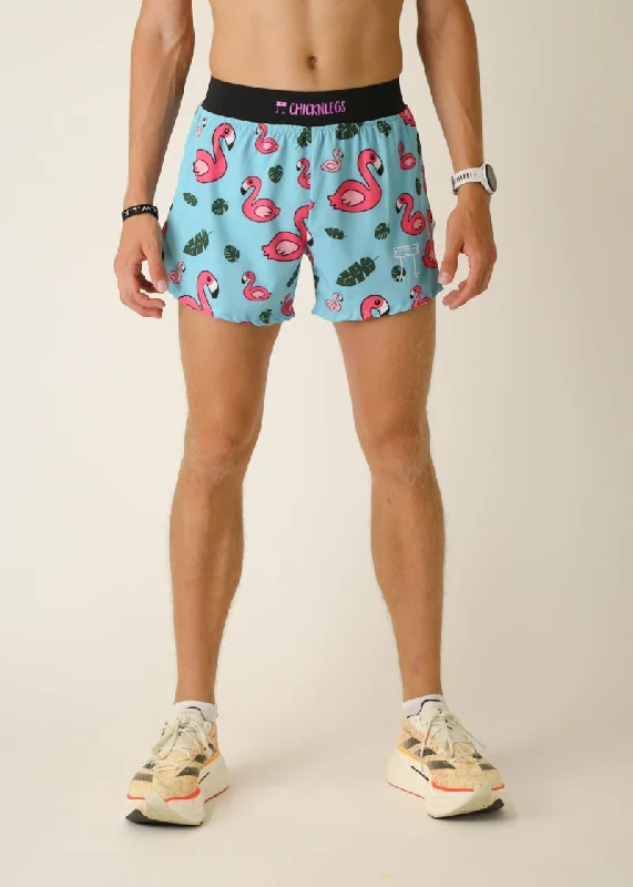 Men's Blue Flamingo 4" Half Split Shorts