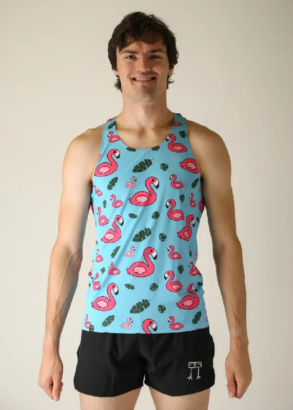 Men's Blue Flamingo Performance Singlet