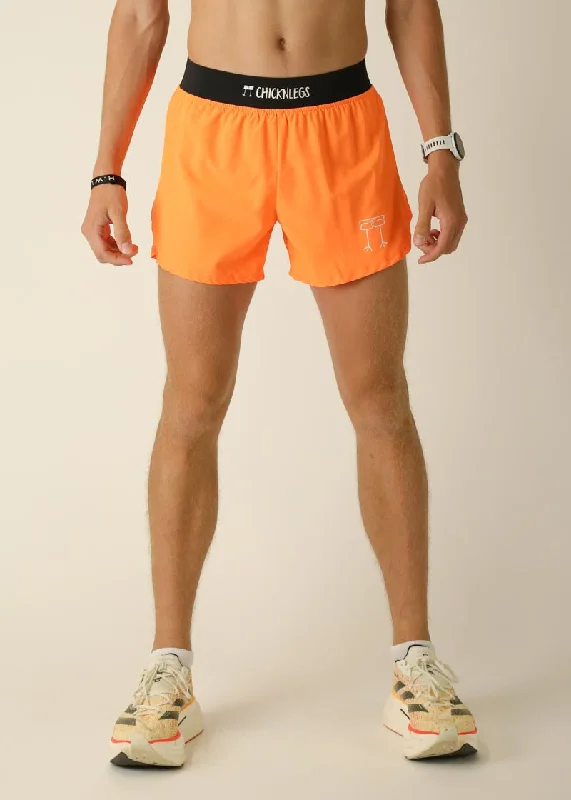 Men's Neon Orange 4" Half Split Shorts