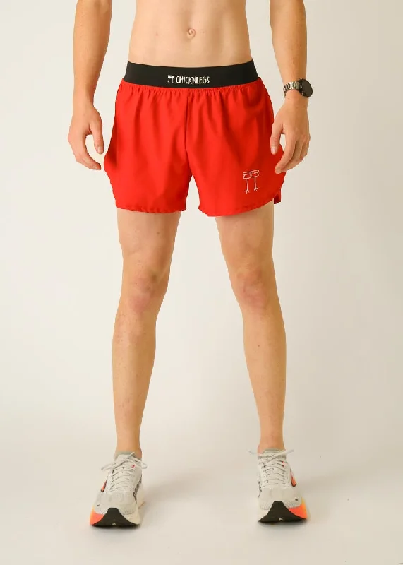 Men's Red 4" Half Split Shorts